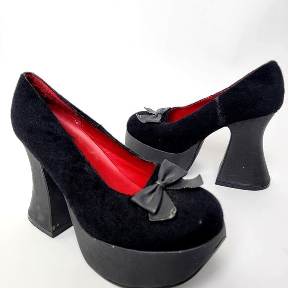 Morbid Threads Shoes - Vintage 90s Morbid Threads Goth High Heel Platform Witchy Shoes - 8